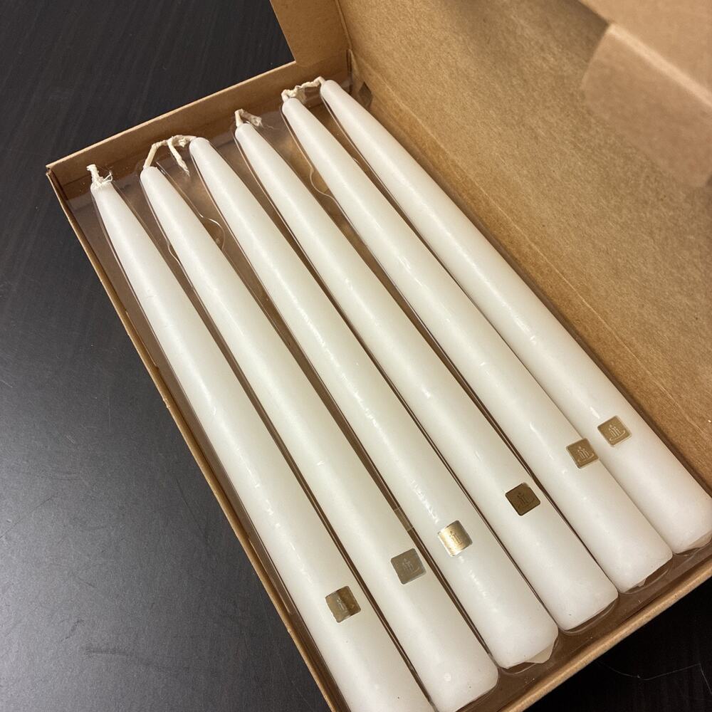 PartyLite Unscented White 10" Dinner Candles P0710 NIB Tapers (6 Candles)